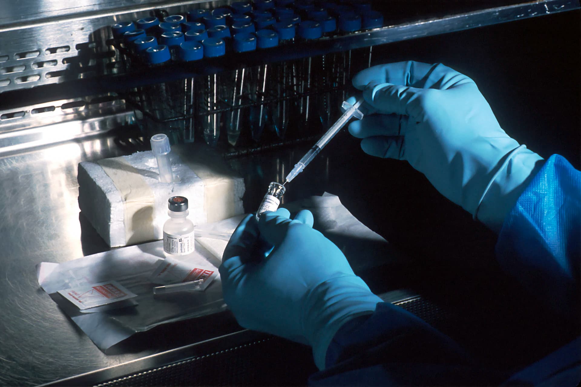A cytotoxic dose being drawn under controlled conditions.